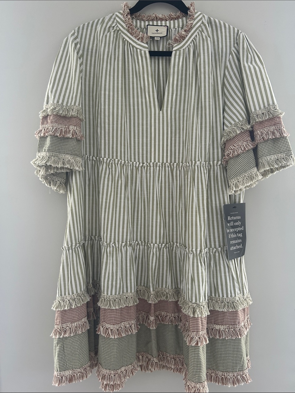 Tuckernuck Green and Pink Striped Mini Dress